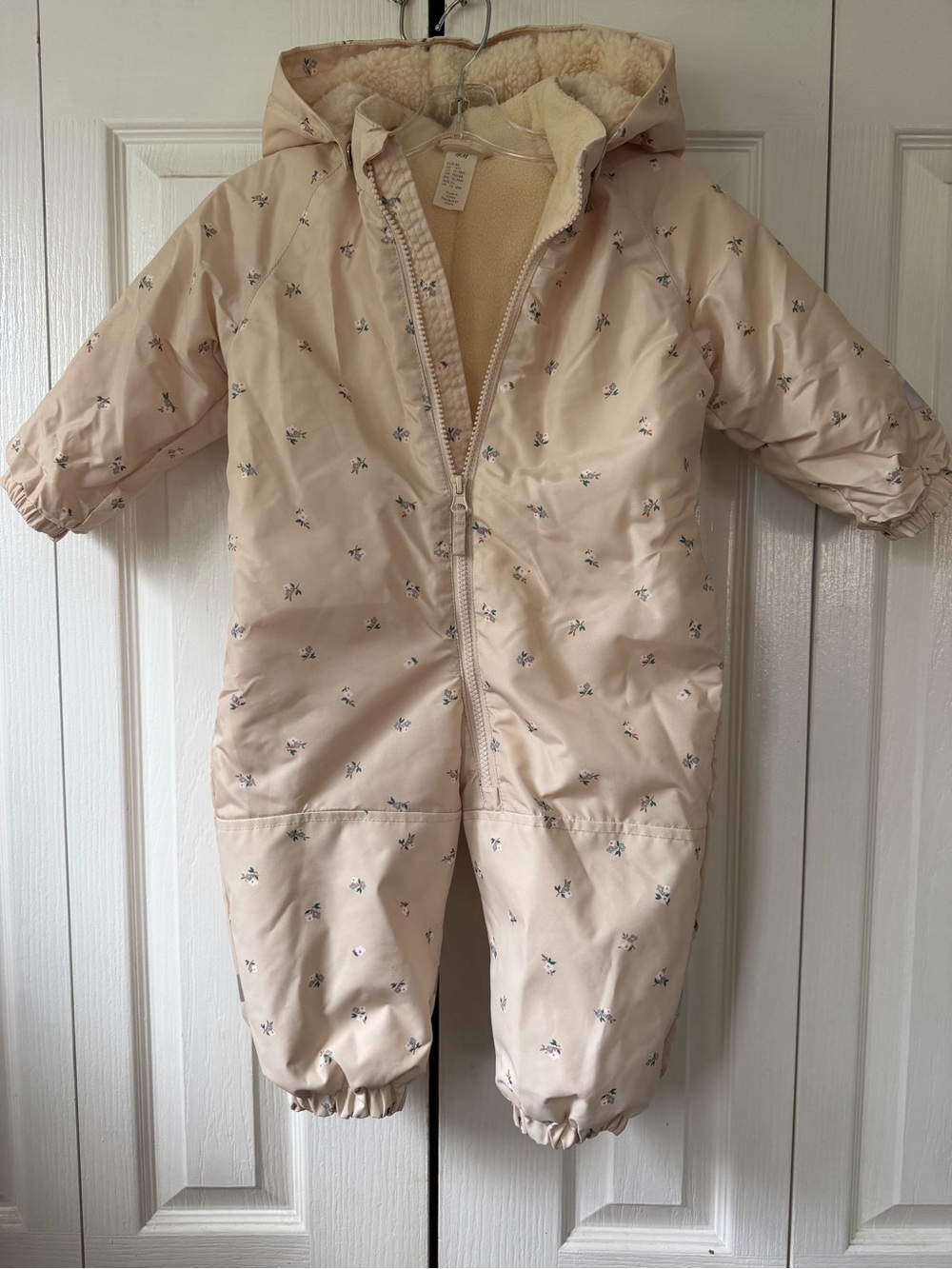 Toddler Cream Hooded One-Piece Snowsuit